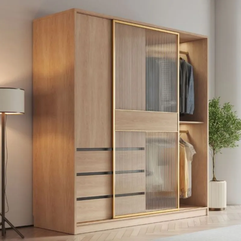 Nordic Sliding Door Wardrobe - with 3 Draws